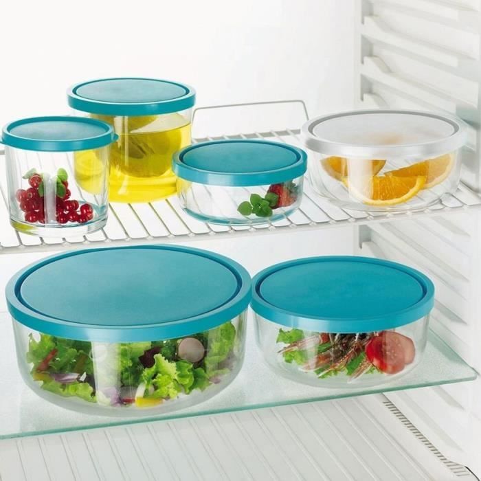 DESERO Lot De 5 Boîtes Alimentaires Rondes 900 Ml – Hermétiques, Micro-ondes, Lave-vaisselle