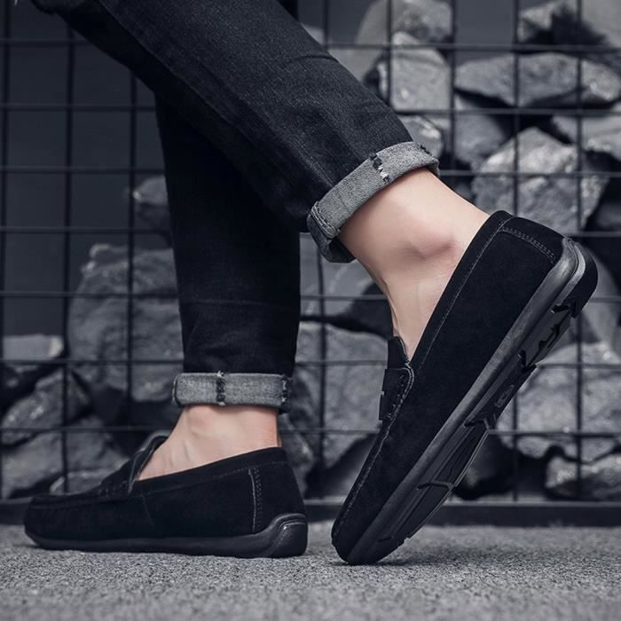 Mocassins Homme Cuir Synth tique Noir Respirant Noir