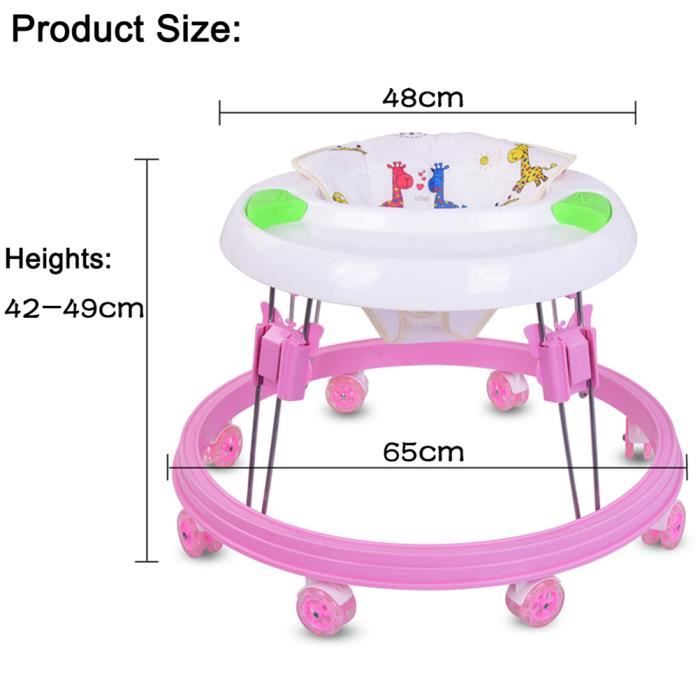 Trotteur Bebe Pliable pour Gar on et Fille avec 8 Roues en