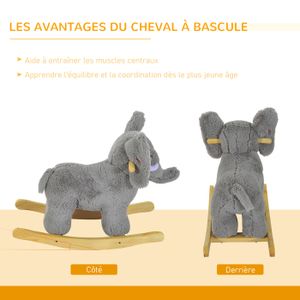 Éléphant à bascule Trampili, 70 cm, gris clair