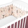 Tour De Lit Bebe Velvet 420 x 30 cm - Coton et Velours - contour lit bebe respirant pour garcon fille Rose sale motif rose sauvage-0