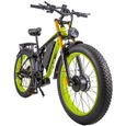 KETELES K800PRO-2 * 1000W vélo électrique à double moteur- 7 vitesses-batterie  23AH-26*4 gros pneus-suspension complète-GREEN-0