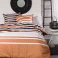 Parure de lit 2 personnes -TODAY - 240x220 cm - 100% Coton - Orange, Noir et Blanc-0