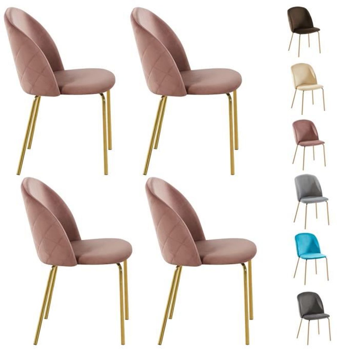 MCC Lot de 4 Chaises de Salle à Manger Velours Design Moderne avec