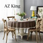 LEOCLOTHO AZ KING-Nappe De Table kaki 180 cm Antitache Ronde imperméable Dentelle Couleur pure Imitation coton et chanvre Nappe