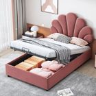 REDOM Lit Coffre Enfant 90x200cm - Lit Simple Avec Tête De Lit En Forme De Fleur, Sommier Et Tête De Lit Réglable - Velours Rose