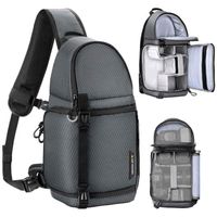 K&F Concept Sac à Bandoulière, Sac à dos pour Appareil Photo Sac de Photographie pour DSLR/SLR Canon/Nikon/Sony/Fuji, Gris Foncé