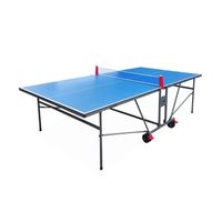 Table de ping pong INDOOR bleue - table pliable avec 2 raquettes et 3 balles. pour utilisation intérieure. sport tennis de table