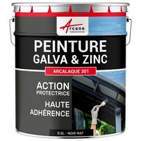 Peinture galva zinc toiture gouttière : Arcalaque 301 - 0.5 L - Noir Mat - RAL 9005