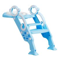 GYMAX Réducteur de Toilette pour Bébé,Siège de Toilette Pliable, avec Marches Antidérapantes Lunette de Toilette Rembourré,Bleu