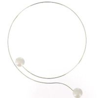 Collier Ras de Cou Argent 2 Perles 6 mm Blanches
