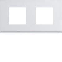 Plaque de finition 2 postes horizontale Gallery - Entraxe 71mm - Blanc Pure - WXP0012 - Hager