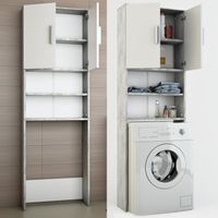 Vicco meuble pour machine à laver meuble de salle de bain gris 190x64 cm étagère de salle de bain pour machine à laver