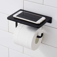 Porte Papier Toilette Auto-adhésif - Support Papier Rouleau - WC Mural sans Perçage - avec Etagère - Acier Inoxydable 304