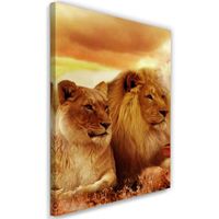 Tableau sur toile, Le roi lion et la lionne (P-1759) 60x90 cm