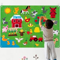 Kit de Animaux Ferme en feutre, Kit de jeu interactif sur le thème de la ferme pour enfants 3-6 ans, Jouet Montessori - 75*105cm