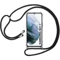 Coque Bandoulière Pour Samsung S21 Plus (6.7") AntiChoc Protection Renforcé Transparente + Bandoulière Noir
