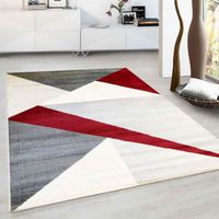Tapis Moderne Motifs Géométriques Moelleux Salon Chambre Poils Courts Plusieurs Dimensions Couleur Rouge [80x150 cm]