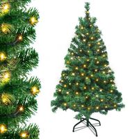 XMTECH Sapin de Noël Artificiel 120cm avec 220 Perles LED de Lumière Blanche Chaude 120 Branches en PVC - Support de Fer - Vert