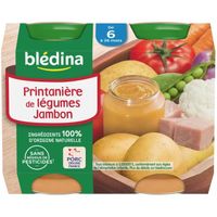 BLEDINA Petits pots Printanière de légumes jambon - 2x200 g - Dès 6 mois