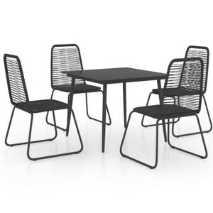 Ensemble table et chaise de jardin Salon de jardin 5 pcs Rotin PVC Noir-AKO7731039083094