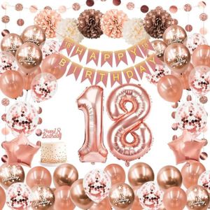 Déco anniversaire rose et gris glam chic pour fêter les 18 ans de