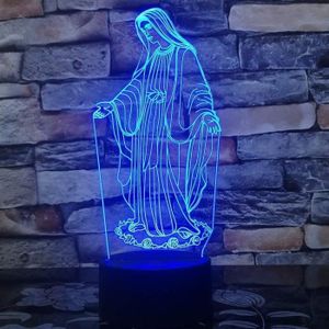 VEILLEUSE BÉBÉ Vierge Marie Led Veilleuse Cadeau Créatif Lampe 3D Pour La Décoration De La Chambre, 7 Couleurs Led Lampe De Table De Bureau