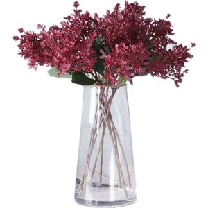 FLEUR ARTIFICIELLE Lot de 6 fleurs artificielles Jasmin d'Hiver de 38,1 cm - Rouge Vin - Décoration intérieure et extérieure