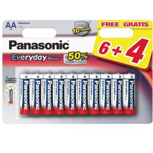 PILES Pile Alcaline Panasonic LR6 AA - blister de 6 + 4 