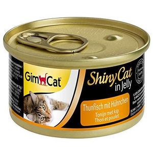 BOITES - PATÉES GimCat ShinyCat in Jelly - Aliment pour chats au poisson en gelée pour chats adultes - Thon au poulet - 24 boîtes (24 x 41310