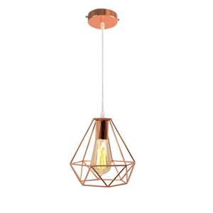 Lustre Diamant Retro Industriel Suspension Cage 25cm Pour Salon