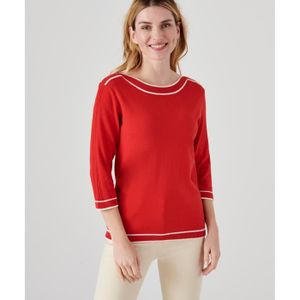 PULL Pull - Damart - Pull rayures et côtes - Rouge/Blan