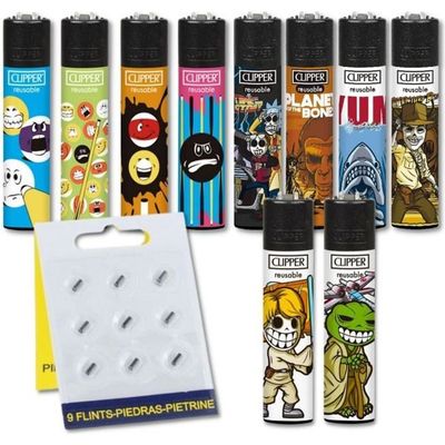 Lot de 4 briquets rechargeables à pierre - Crazy Enjoy - Clipper