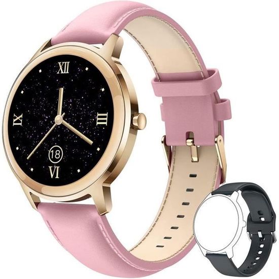 Montre Connectée Femme Avec écran 1,32" - Fonctions Sport, Sommeil, Appels - Étanche - Bracelet Acier - Neuf