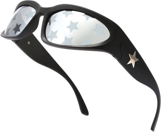 2 Pièces Lunettes De Soleil Y2K Femme Enveloppantes UV400 - Protection Conduite Rave Fête
