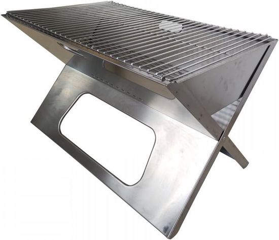 HpLive Panier Barbecue Rond Double Grille En Acier Inoxydable – Pliable, Poignée Amovible Et Verrouillable, Idéal Pour Grillades Légumes, Poissons Et Fruits De Mer En Plein Air – 55 X 28 X 1,8 Cm