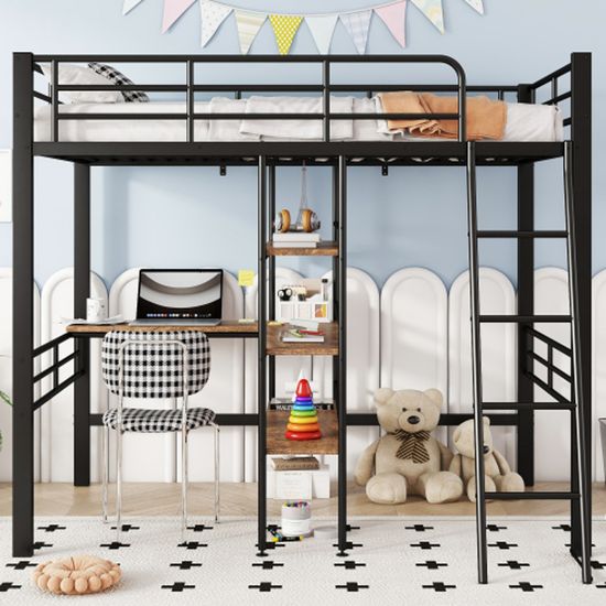 Lit Mezzanine Avec Bureau Et étagères Pour Enfants - 90 X 200 Cm - Bois