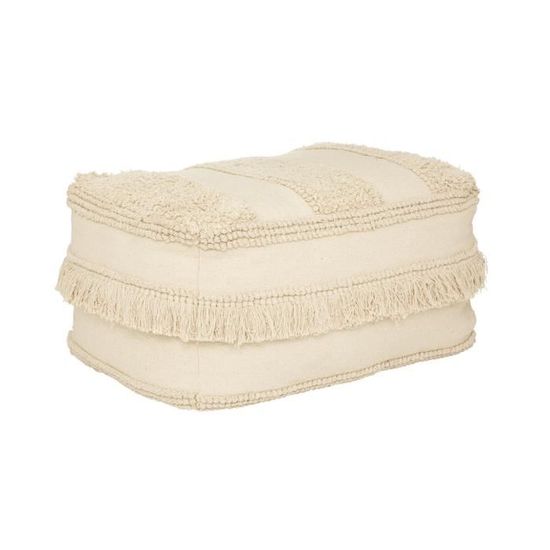 Pouf Leandre Atmosphera - 35x35x35 Cm, Tissu Beige Chiné, Pieds En Pin, Charge 110 Kg - 13