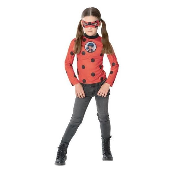 RUBIE'S Miraculous Officiel - Déguisement Entrée de Gamme LADYBUG pour Enfants - Taille 7-8 ans - Costume avec Combinaison et Masque avec Attache Elastique - Déguisement pour Halloween, Carnaval