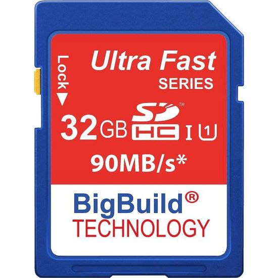 Ediloca EF2 Carte SD 32Go UHS-I - Lecture 100 Mo/s Écriture 90 Mo/s - C10 U3 V30 4K Full HD Pour Appareils Photo Et Caméras