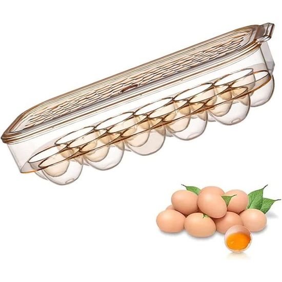 Boîte à Œufs Empilable – Rangement Réfrigérateur 15 Œufs – Couvercle Transparent – Cloison Amovible – Gain De Place