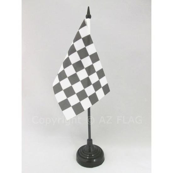 Drapeau Damier F1 Noir Et Blanc 15x10cm - Petit Drapeau De Table Course Auto - AZ FLAG