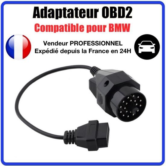 Adaptateur BMW 20 Broches vers OBD2 16 broches compatible pour BMW E30 E34 E36 E46 E39 - Connecteur pour valise / outil diagnostic