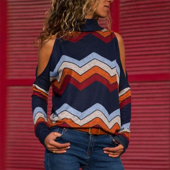 Pull Femme à épaules Dénudées - Torsadé, Surdimensionné, En Laine Douce, Pour Automne/hiver