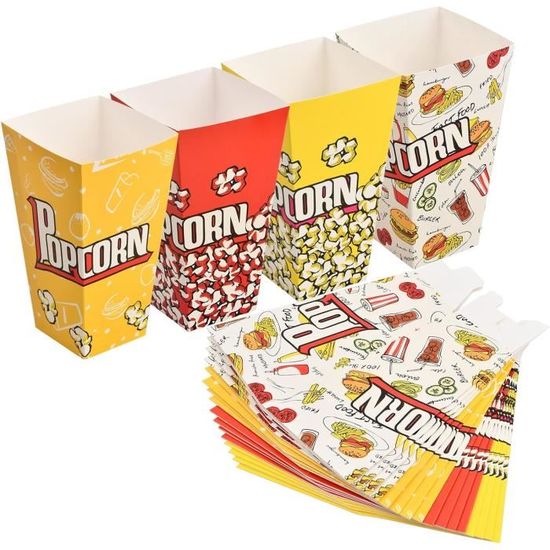 300 Sachets à Popcorn En Papier Rayé Rouge Et Blanc - 21x9x6 Cm, Pour Fêtes Et Cinéma