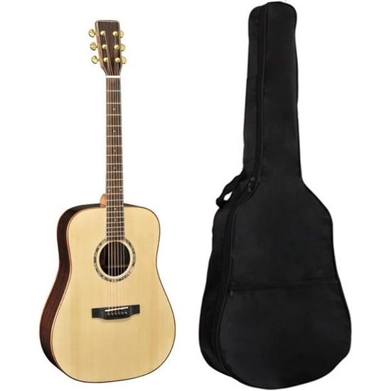 Housse Guitare Acoustique Motif Doré Pailleté - Bandoulière Réglable, Imperméable, Rembourrée - 109 Cm - 11