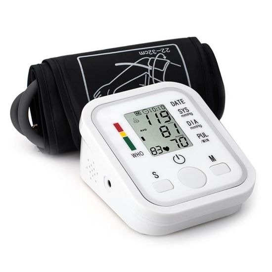 Bras automatique électronique numérique artérielle sphygmomanomètre avec fonction vocale +alimentation