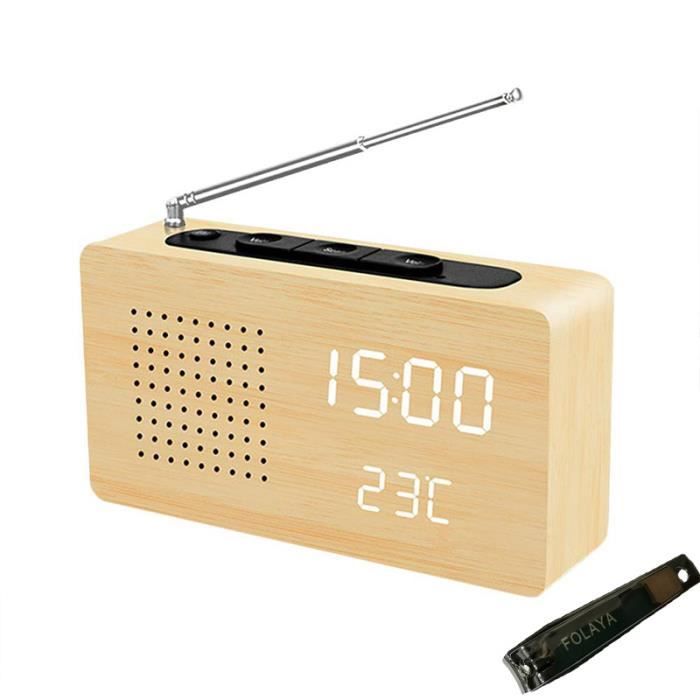 Radio Réveil, Radio Poste Vintage FM Rétro avec Temps,Température et Alarme pour Voiture Enfant