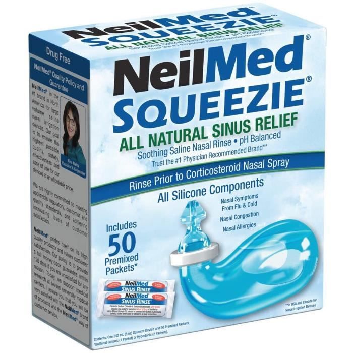 Soin du nez et des oreilles Squip NasaKleen Squeezie with Nasal Irrigation System- Pack of 50 Saline Sachets 487471