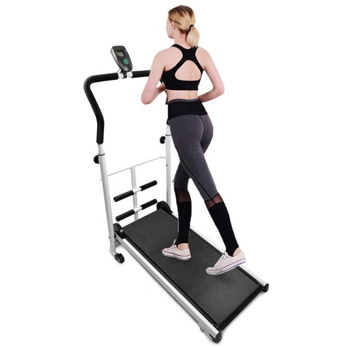 HEK Tapis de Course Pliable Manual avec écran LED, Courir, Sit-ups, pour la Maison ou Le Bureau Noir
